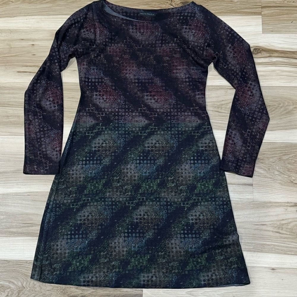 Nally + Millie Dark Multicolored Lightweight Sweater Dress Women’s Medium